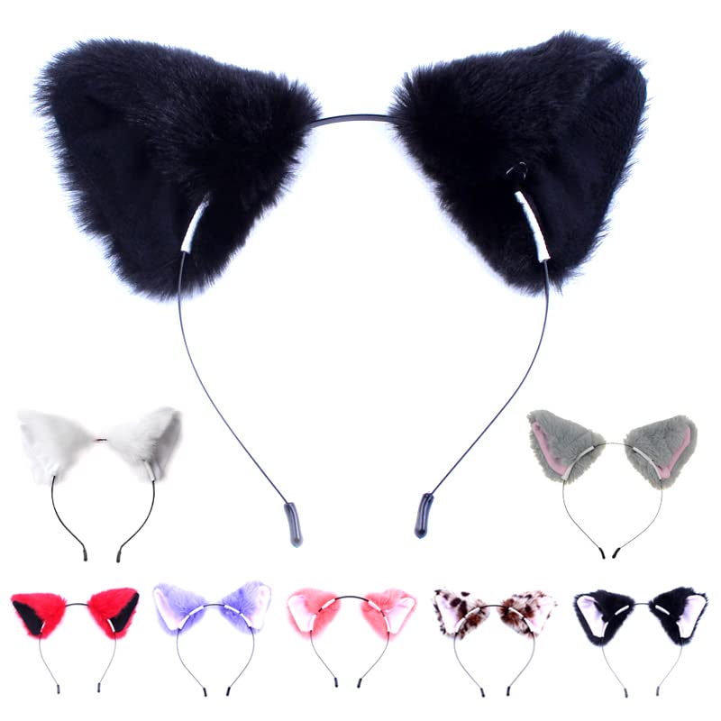 HXINFU Cat Fox Long Fur Ears Headband Cosplay Party Costume Hair Clip for Women Girls Halloween Gifts (2 PCs) - Image 9