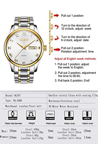 Image of OLEVS Watch for Men Stainless Steel Business Dress Analog Quartz Men Watch Large Face Day Waterproof Luminous Classic Wrist Watch