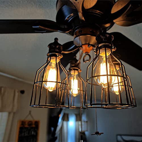 Newhouse Lighting Wlg1B Ca Metal Guard For Ceiling Fan, Pendant String Light And Vintage Lamp Shades/Cover, Industrial Wire Fixture Iron Bird Cage, 1 Count (Pack Of 1), Black #TOP6