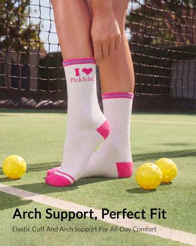 Image of Jeasona Pickleball Socks for Women Pickleball Gifts for Women Pickle Ball Lovers Funny Crew Socks Athletic Socks