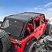 Shadeidea JK Sun Shade Top Compatible with Jeep Wrangler JKU Top Sunshade Soft Mesh Roof Cover (2007-2018)- Wind Noise UV Blocker -10 Year Warranty -4 Door -Black -Front&Rear&Back (Full Length)