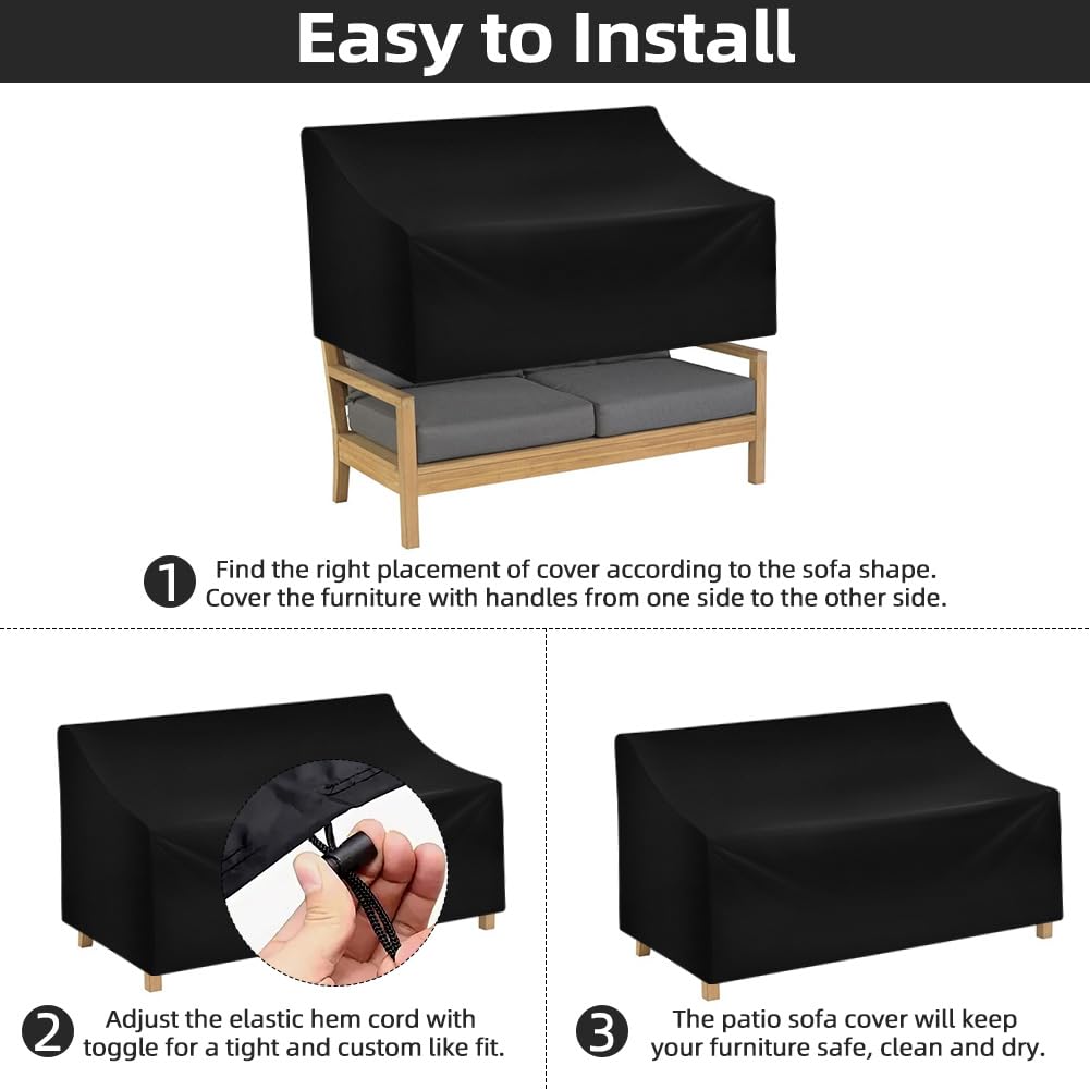 Housse de Banc Jardin 2 Places Vicloon Tissu Oxford Imperméable Anti-UV Protection Extérieur