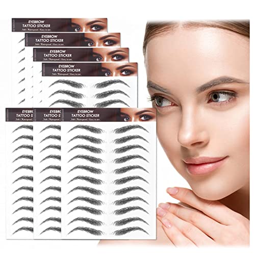AWAVM 7 Feuilles Autocollants de Sourcils 4D Patch,Eyebrow Tattoos Stickers Autocollant Bionique pour Sourcils,Faux Sourcils Pochoirs Tatouage Imperméable...