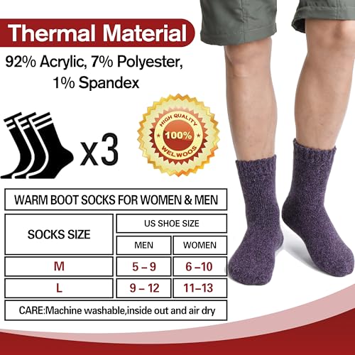 Image of 3 Pairs Warm Thermal Socks for Women & Men Winter Ski Thick Boot Insulated Socks for Cold Weather