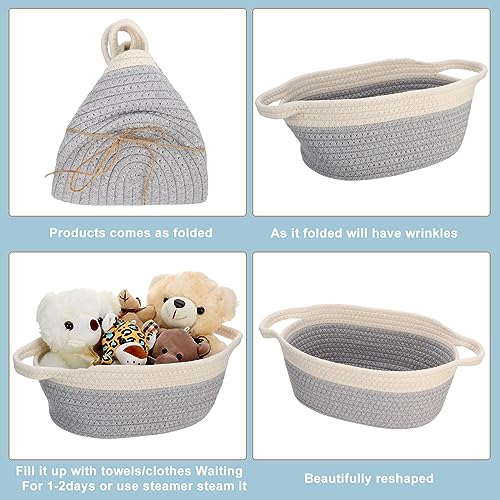 Image of Berlune 6 Pcs Basket for Gifts Empty to Fill with Handles Gift Bags and Ribbons 3 Size Empty Woven Baskets for Gifts Empty Rope Basket for Thanksgiving Easter Thank You Gift