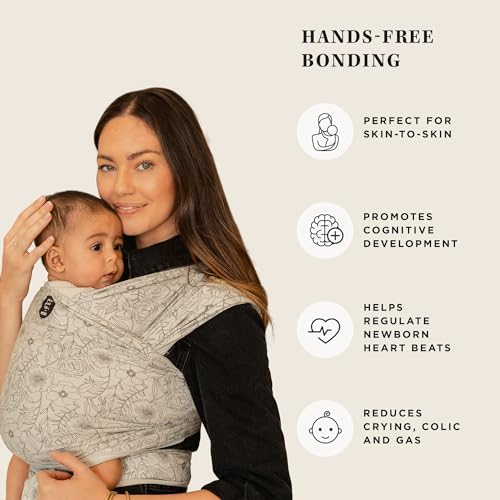 Image of Moby Baby Wrap Carrier Classic by Petunia Pickle Bottom for Newborns to Toddlers (8-33lbs), Infant Sling Carrier, Lightweight & Hands Free Design, Adjustable for All Body Types (Seaside Poppies)