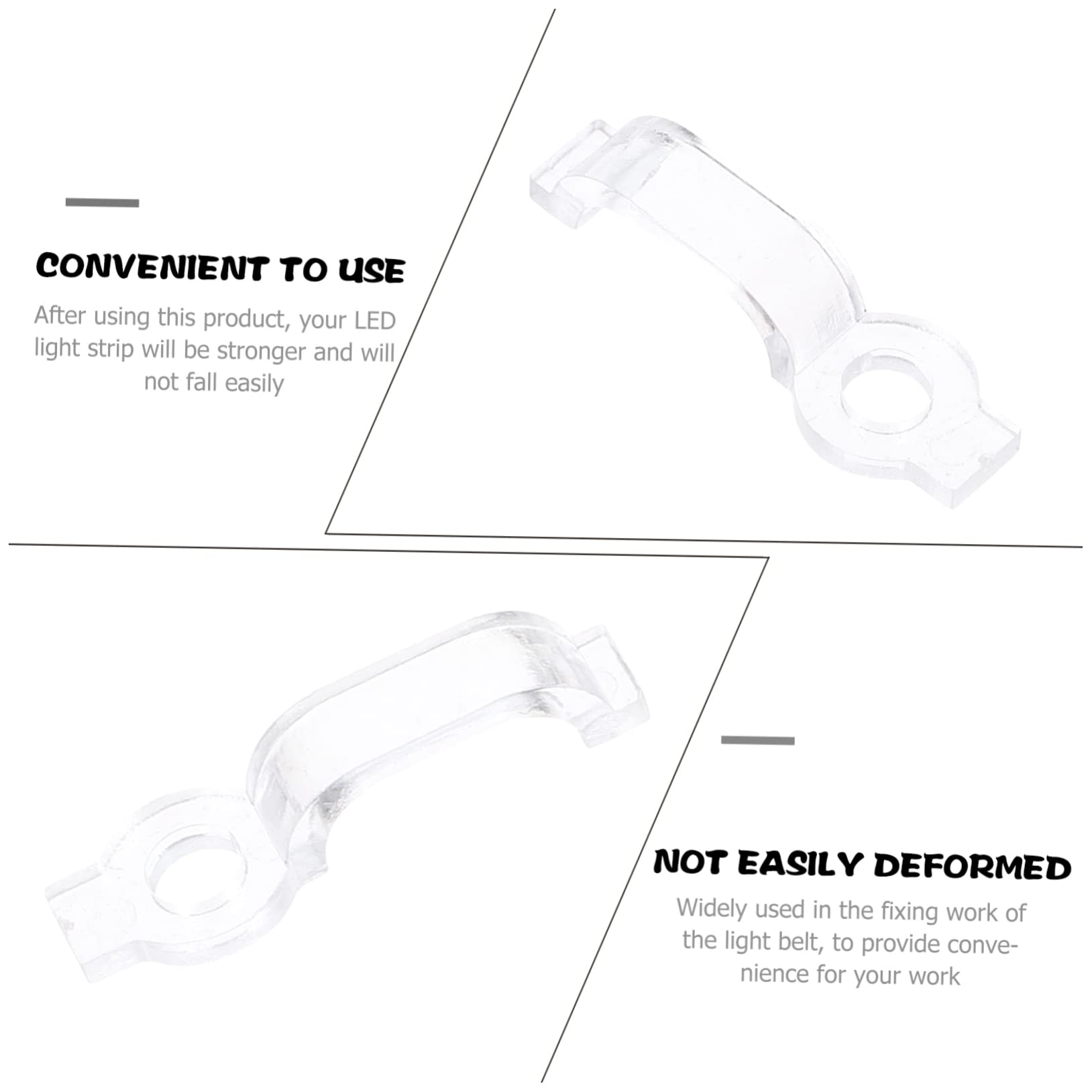 DOITOOL Fixing Clips for Led Strip Lights 100pcs One Side Fixing Nylon Material Light Strip Mounting Bracket