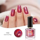 ❤Linear holographic sparkle BORN PRETTY Holographic Nail Polish Rose Red Shining Glitter Nail Lacquer BP-H02