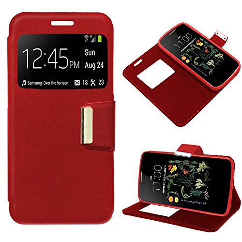 iGlobalmarket Funda Flip Cover Tipo Libro con Tapa para LG K5 Liso Rojo