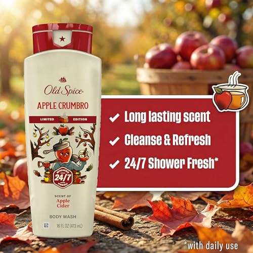 Image of Old Spice Body Wash for Men, Fallidudes Edition, 24 /7 Frightful Freshness, Long Lasting Cleanse & Refresh, Apple Crumbro with Apple Cider Scent, 16 oz