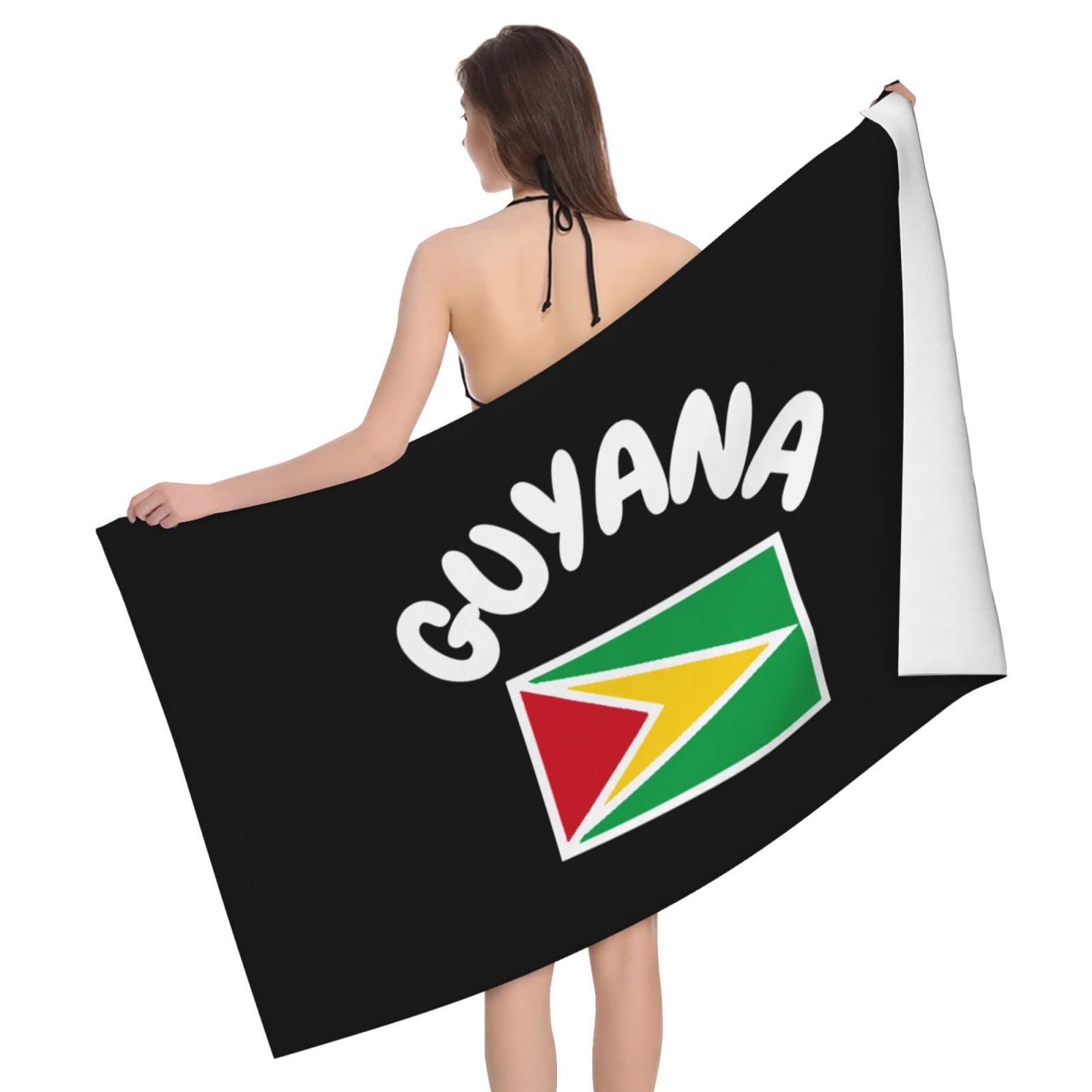Lsjuee Flag of Guyana Beach Towel Absorb Water Quick Dry Bath Towel, for Beach, Swimming Pool, Camping