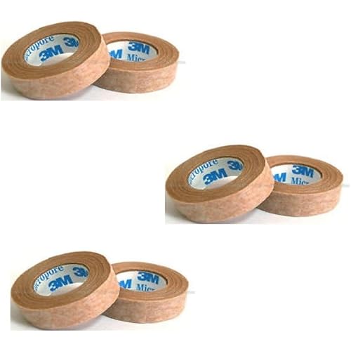 3M Micropore Tan Surgical Tape 0.5" Wide - 3 Pack (2 Rolls)