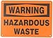 Accuform MCHL309VP Plastic Safety Sign,"Warning Hazardous Waste", 10" Length x 14" Width x 0.055" Thickness, Black on Orange