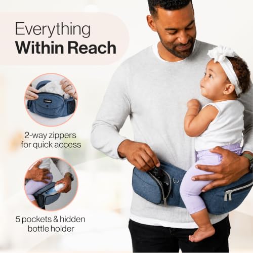 Image of Tushbaby The Original Premium Quality Hip Seat Carrier - Safety-Certified Baby & Toddler Carrier with Secure Safety Buckles, Storage Pockets