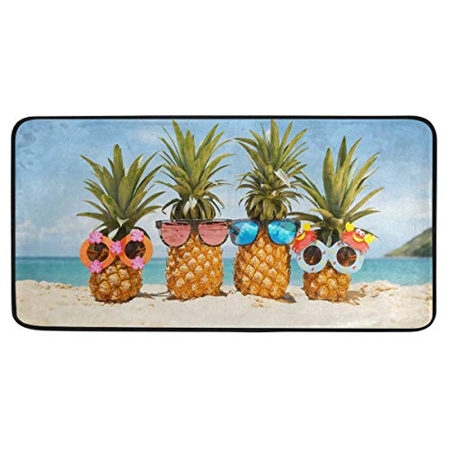 Kitchen Rugs and Mats Non-Slip Doormat Pineapples Stylish Sunglasses Home Decor Floor Rug