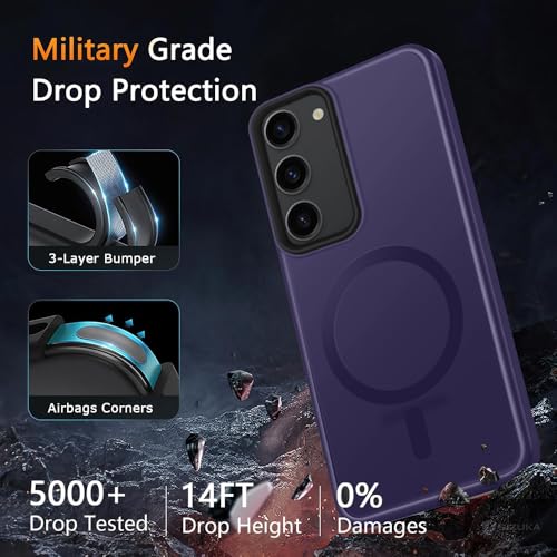 Image of SIZUKA Samsung S23 Magsafe Hard Back Case | Matte Design & 360 Protection | Military-Grade Samsung S23 Cover | Strong Magnet Back - Purple
