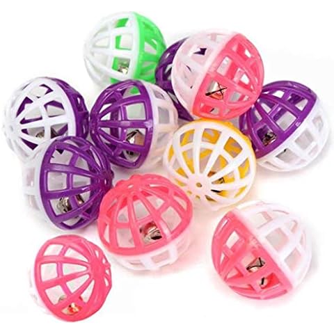 Diamoen 10pcs Plastic Dual Colors Hollow Balls Jingle Bell Balls Dogs/Cats Hunting Toys 4cm Cover