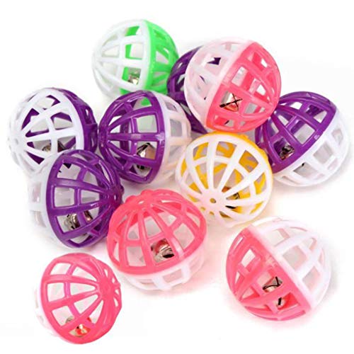 UHAoo 10pcs Dual plástico Colores Hollow Bolas cascabeleo de Bell Bolas de Perros/Gatos 4cm Caza Juguetes