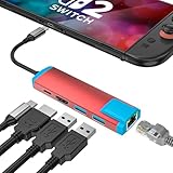 Switch 2用USB C - HDMIアダプター、4K@60Hz HDMIポート/Type-C PDポート/USB 3.0ポート/1000M LANポートを備えたUSB Cドッキングステーション、公式スイッチ2/スイッチ/スイッチOLED/Steamデッキドックの交換用。