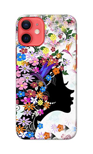 Image of Printed Hard Back Cover Case for Apple iPhone 12 | iPhone 12 Pro Back Cover (Floral Hairstyle Girl) -1803
