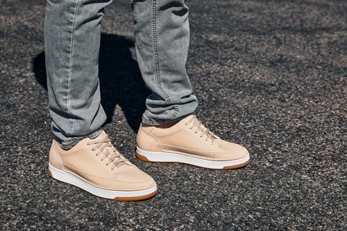 Image of CALTO Men's Invisible Height Increasing Elevator Shoes - Ivory White Suede /White & Gum Sole Premium Suede Leather Lace-up Fashion Sneakers - 2.6 Inches Taller - Y7934 - Size 6 D(M) US