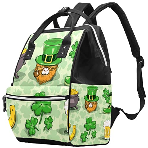 TFCOCFT Bolsa de pañales, Mochila de viaje multifunción unisex Bolsas de cambio, Patrón de cerveza de zapatos de trébol del día de St-Parker's Day
