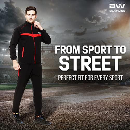 Image of BW:Beatwide Men's Tracksuit NS Dot Terry Polyester Spandex Full Stretch | Track Suit for Man Winter Wear | Sports Track Suit for Men Gym Running, Workout