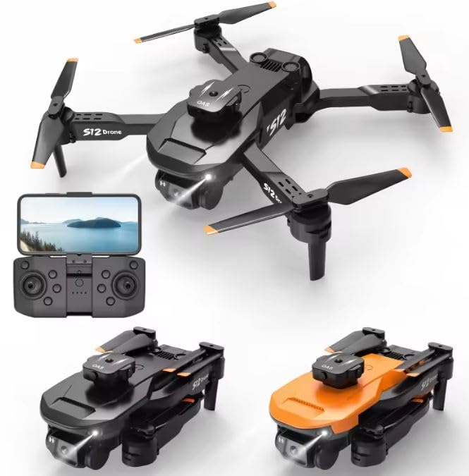 Image of WEADFAX-Drone-with-4K-Camera-WiFi-FPV-1080P-HD-Dual-Foldable-RC-Drone-Altitude-Hold-Headless-Mode-Visual-Positioning-Auto-Return-App-Control-Quad-Copter (W12)