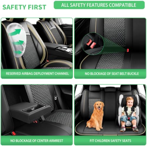 Image of Fit CX-30 Car Seat Covers for Mazda CX-30 2020-2024 2025 2026-Upgraded Premium Waterproof & Breathable Leather, Airbag Compatible, All-Weather Seat Cushion Protector,Full Set,Beige