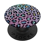 Blue, Purple and Pink Rainbow Leopard Print PopSockets Swappable PopGrip