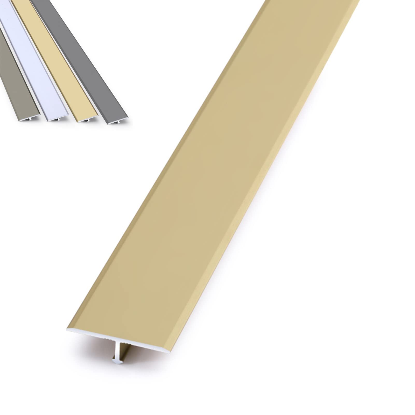 XBTGS Tira de transición de suelo desigual para puerta, tira de transición de piso de moldura en T, tiras de aluminio a laminado, tiras de borde de piso para entrada del hogar, puertas de pisos
