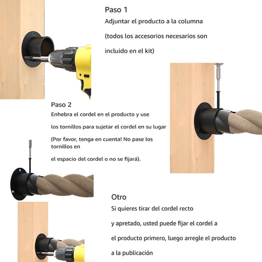 SCMaG (エスシーエムジー) ネジセキシングロープエンドスナップ4パックブラックヘンプフェンシング階段デッキ手すりキットのレール