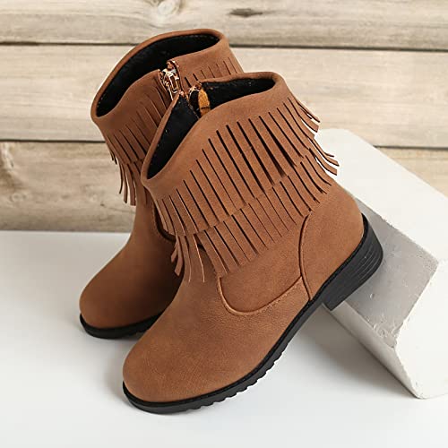Aoseiens Bottes à franges pour femme - Sandales élégantes pour femme - Bottes western, marron, 35 EU – vue 4