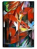 IPIC - The Foxes by Franz Marc Abstract Canvas Wall Art. Cotton Canvas Giclee Print Stretched over Pine Wood Frame for Wall Decor Size 36x24 inch