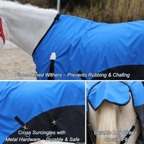 Image of BARN & STABLE 600D Ripstop Lightweight Horse Turnout Sheet No Fill,Water-Resistant & Breathable Horse Blanket for Spring and Mild Weather, with Anti-Rub Fleece Withers