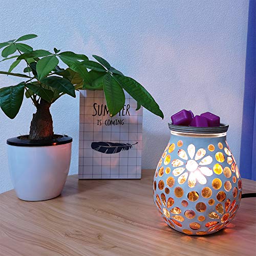 mocosa Handcrafted Mosaic Glass Electric Wax Melt Warmer Wax Burner Melter Fragrance Warmer for Home Office Bedroom Living Room Gifts & Decor - Thumbnail 4