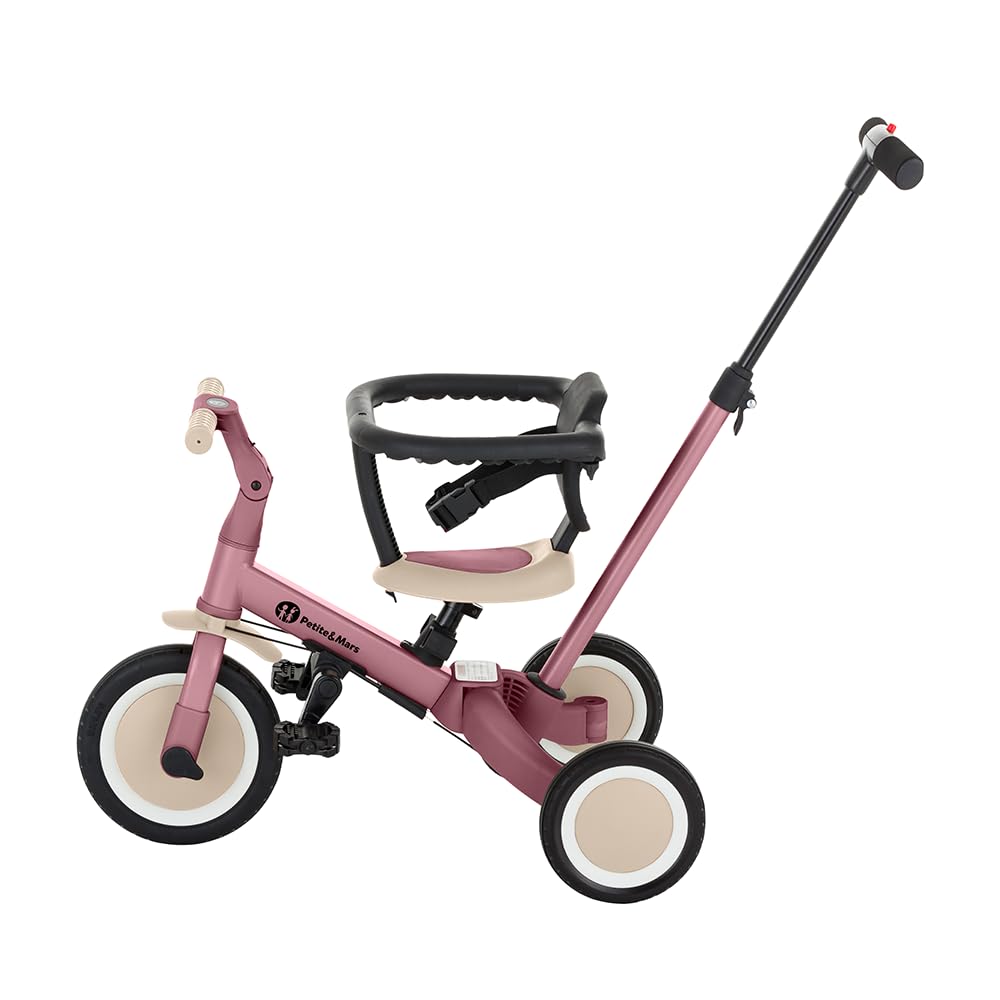 Petite&Mars Turbo 5-in-1 Triciclo Evolutivo – Bici Bimbo Multifunzione Regolabile, 1,5 a 5 Anni (Rosa Polvere)