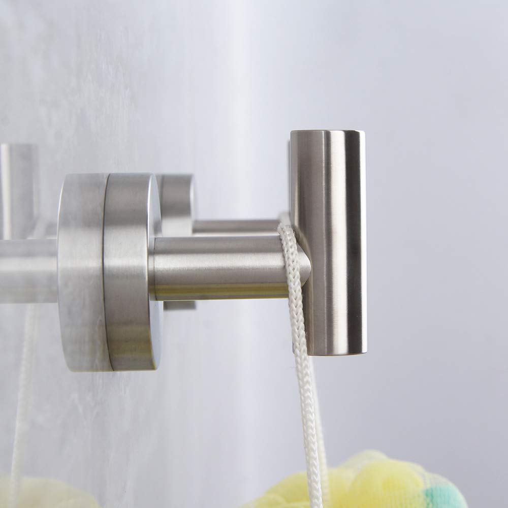 Lot de 2 crochets pour porte-serviettes en acier inoxydable brossé pour salle de bain, garage, hôtel, armoire, armoire, peignoir, crochet mural rond pour cuisine robuste