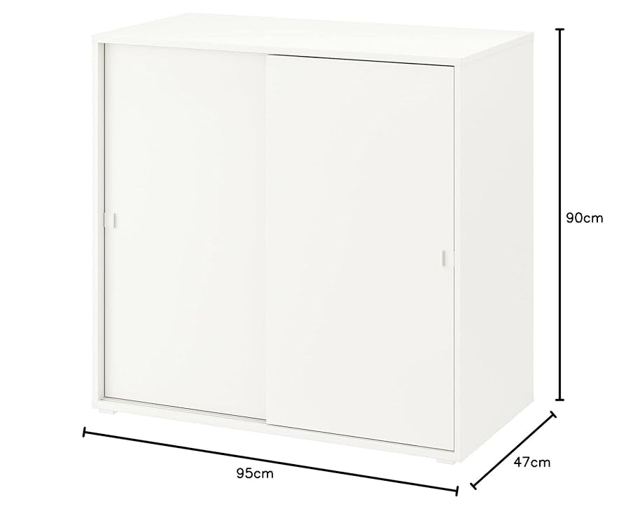 Amazon｜VIHALS ヴィーハルス キャビネット 引き戸付 - ホワイト