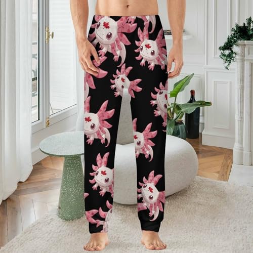 Canadian Axolotl Lover Flag Pajama Pants Men Pj Bottoms Sleepwear Lounge Pant2