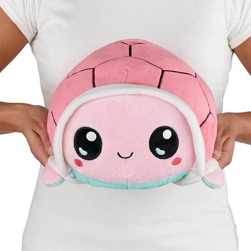 Miniatura 1 de TeeTurtle - Peluche reversible original de tortuga grande, rosa y azul, juguete sensorial abrazable y suave, animales de peluche que muestran tu