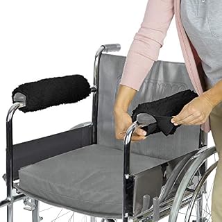 Vive Wheelchair Armrest Cover (Pair) - Memory Foam Sheepskin Pad for Office