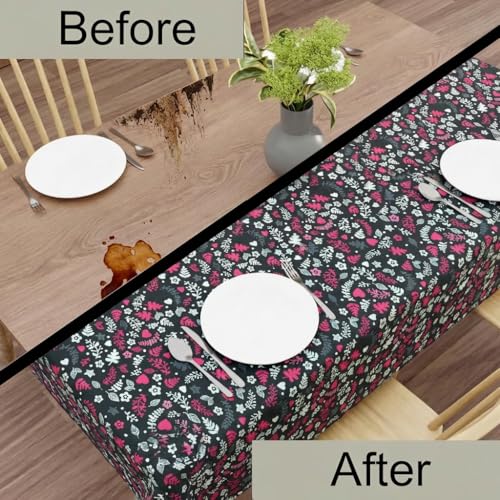 Image of Wings Star Premium Dining Table Cover for 6 to 8 Seater, 60 x 90 inch Size, Waterproof and Dustproof (Black, Pink & White, 60 x 90 inch (Rectangular))