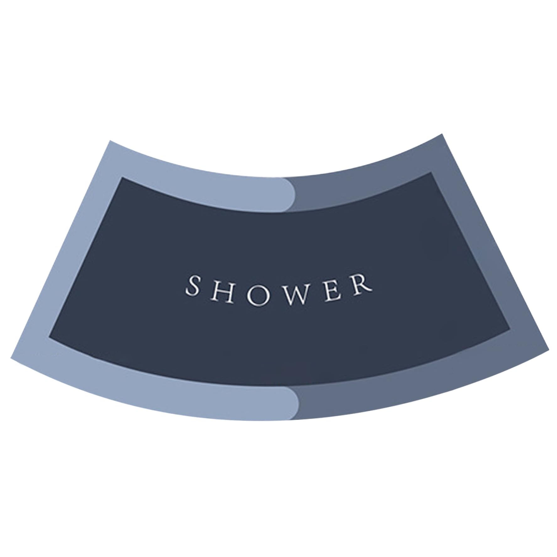 Pineeseatile Curved Shower Mat 16x30 Inch Curved Bath Mat Absorbent Shower Rug Non Slip Quadrant for Circular, Dark Blue