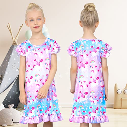 Image of Girls Nightgowns Unicorn Sleepwear Night Sleep Dress Pajamas Little Kids Toddler Soft Nightgown