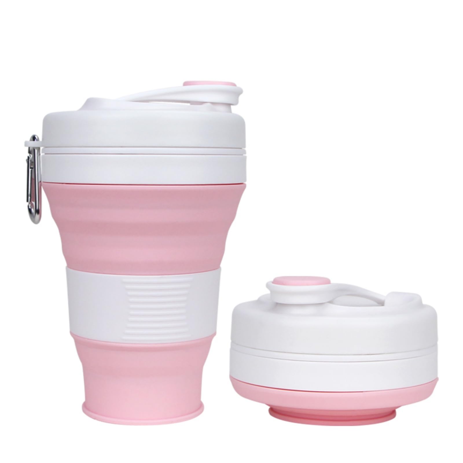 Collapsible Silicone Travel Mug with Dustproof Lid, BPA-Free, Portable, Reusable for Camping, Picnic, Travel, Office, Silicone Foldable Cup (Pink, 600 ml) — image 1