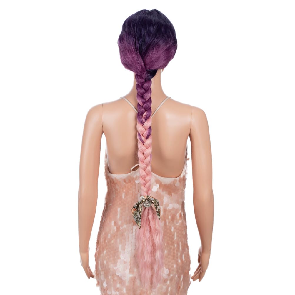 Style Icon 41" Ombre Purple Pink Wig Lace Front Wigs Long Wavy Synthetic Wigs with Baby Hair Half Hand Tied 130% Density Wigs (41", GT M.PU/M.PK1/PK20)