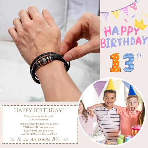 Regalos para sobrino pulsera de cuero y acero para instituto 5