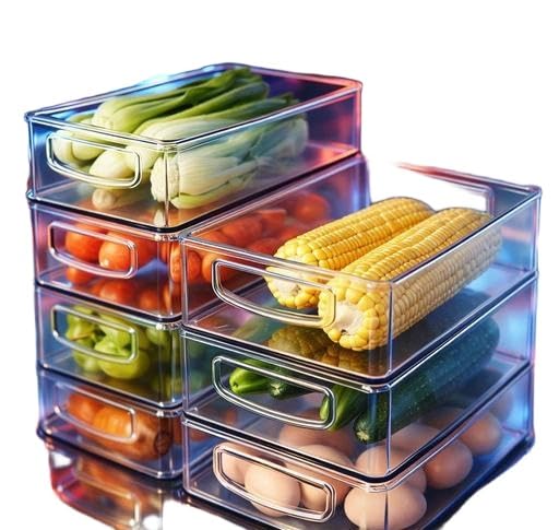 Polypropylene Fridge Storage Boxes Fridge Organizers Storage Box Set with Lid & 3 Bins for Efficient Fridge Organizer & Space-Saving Fridge Storage Containers (5 Liter,Transparent)|KRI-P365