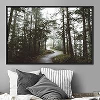 Framed Canvas Wall Art Rustic Woods Brown Dark Dramatic Forest Group Nature Photography Realism - 16x24 inches